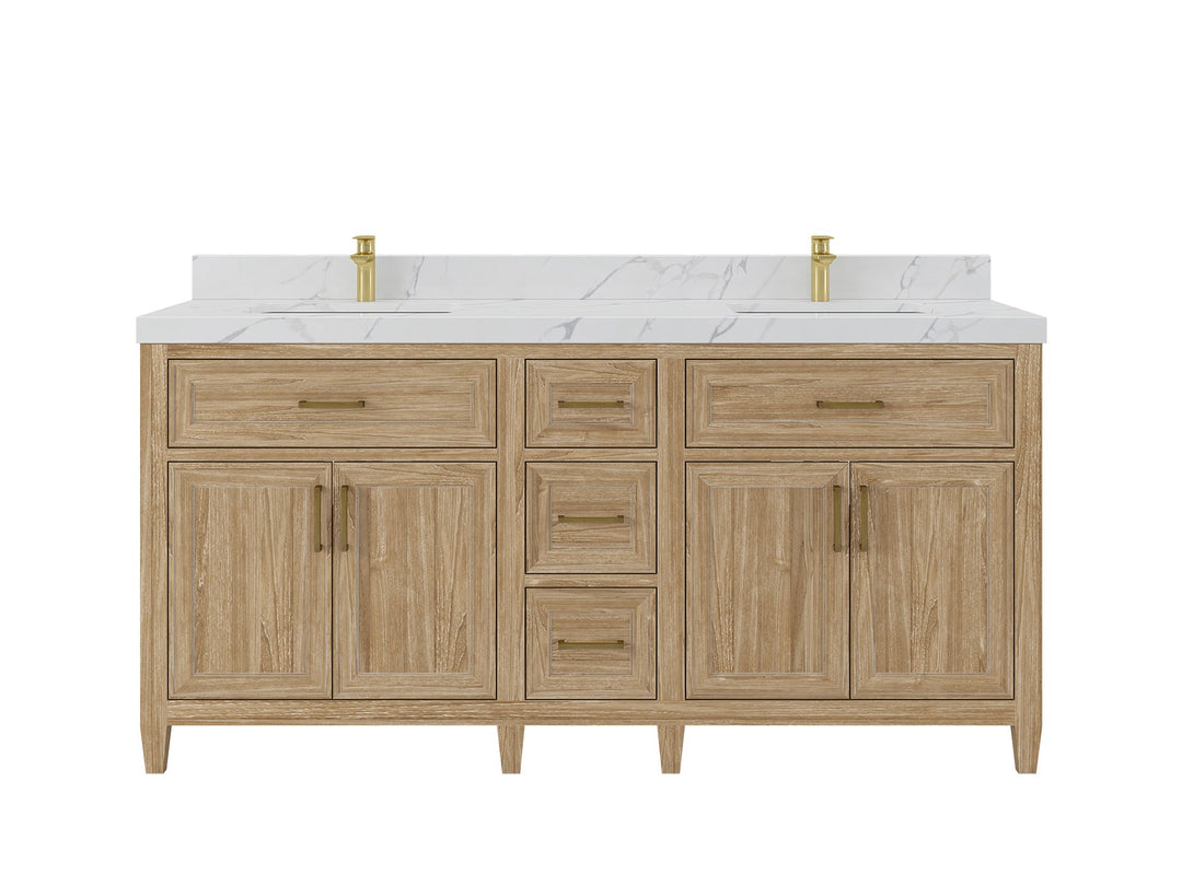 Santa Monica Teak Wood 72 in. W x 22 in. D Double Sink Bathroom Vanity - Willow Bath and Vanity