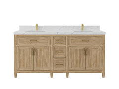 Santa Monica Teak Wood 72 in. W x 22 in. D Double Sink Bathroom Vanity - photo 1