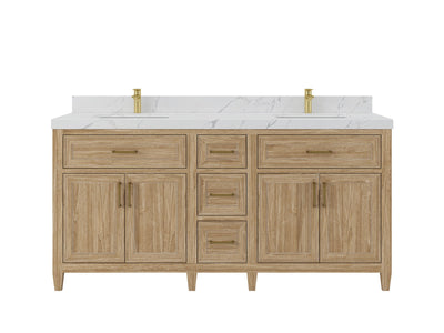 Santa Monica Teak Wood 72 in. W x 22 in. D Double Sink Bathroom Vanity - Willow Bath and Vanity
