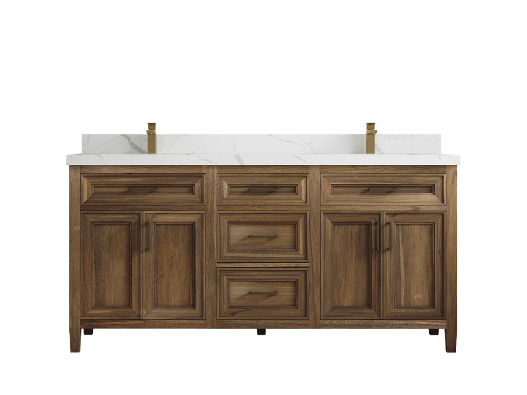 Santa Monica Teak Wood 72 in. W x 22 in. D Double Sink Bathroom Vanity - Willow Bath and Vanity