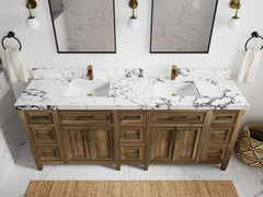 Santa Monica Teak Wood 84 in. W x 22 in. D Double Sink Bathroom Vanity - photo 17