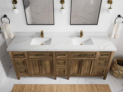 Santa Monica Teak Wood 84 in. W x 22 in. D Double Sink Bathroom Vanity - photo 11