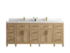 Santa Monica Teak Wood 84 in. W x 22 in. D Double Sink Bathroom Vanity - photo 1