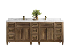 Santa Monica Teak Wood 84 in. W x 22 in. D Double Sink Bathroom Vanity - photo 1