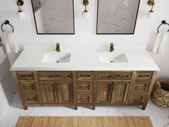 Santa Monica Teak Wood 84 in. W x 22 in. D Double Sink Bathroom Vanity - photo 33