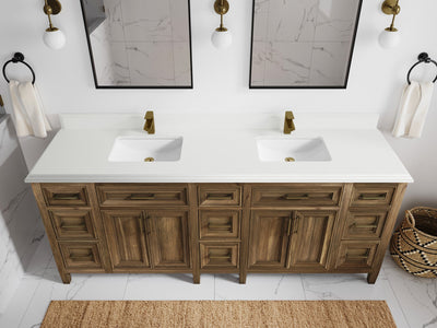 Santa Monica Teak Wood 84 in. W x 22 in. D Double Sink Bathroom Vanity - Willow Bath and Vanity