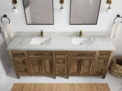 Santa Monica Teak Wood 84 in. W x 22 in. D Double Sink Bathroom Vanity - photo 25
