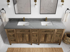 Santa Monica Teak Wood 84 in. W x 22 in. D Double Sink Bathroom Vanity - photo 39