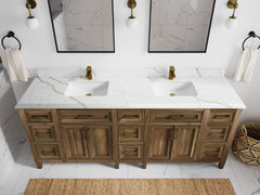 Santa Monica Teak Wood 84 in. W x 22 in. D Double Sink Bathroom Vanity - photo 29