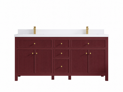 Sonoma 72-inch Burgundy vanity with White Quartz countertop — front view
