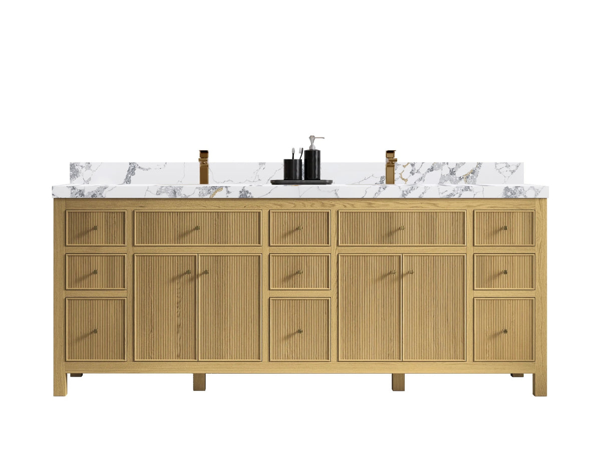 Sonoma White Oak 84 in. W x 22 in. D Double Sink Bathroom Vanity