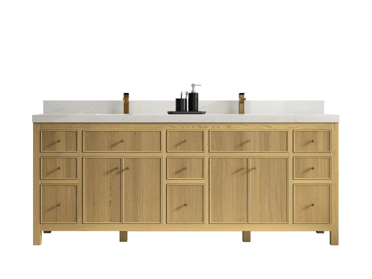 Sonoma White Oak 84 in. W x 22 in. D Double Sink Bathroom Vanity