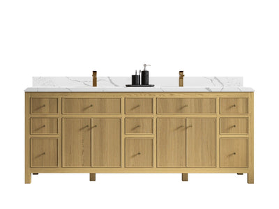 Sonoma White Oak 84 in. W x 22 in. D Double Sink Bathroom Vanity