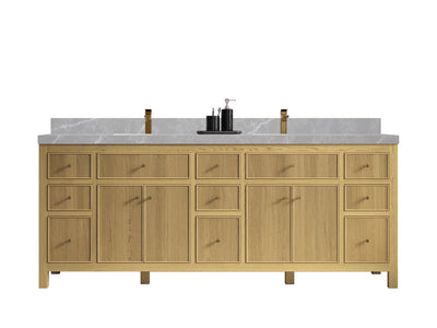 Sonoma White Oak 84 in. W x 22 in. D Double Sink Bathroom Vanity