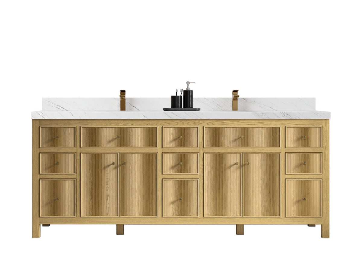 Sonoma White Oak 84 in. W x 22 in. D Double Sink Bathroom Vanity