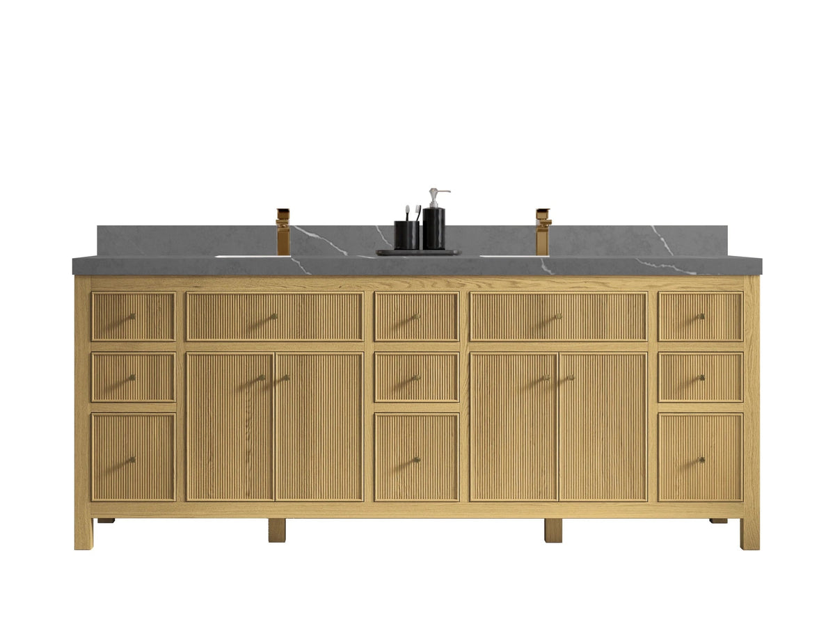Sonoma White Oak 84 in. W x 22 in. D Double Sink Bathroom Vanity