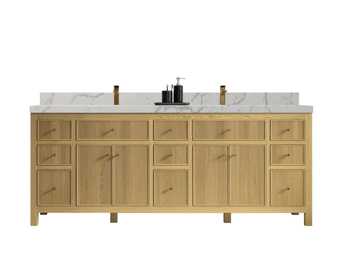 Sonoma White Oak 84 in. W x 22 in. D Double Sink Bathroom Vanity