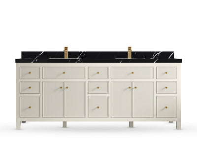 Sonoma 84 Alabaster, Calacatta Black Quartz, front view