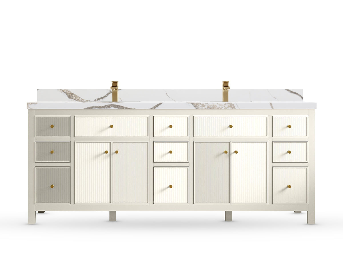 Sonoma 84 Alabaster, Calacatta Gold Quartz, front view