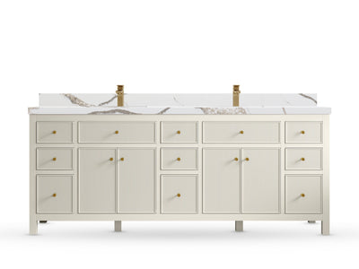 Sonoma 84 Alabaster, Calacatta Gold Quartz, front view