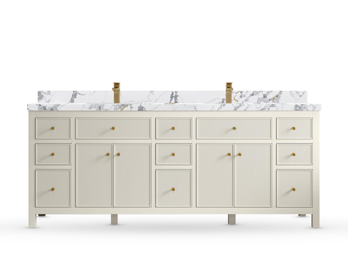 Sonoma 84 Alabaster, Calacatta Poanazzo Quartz, front view