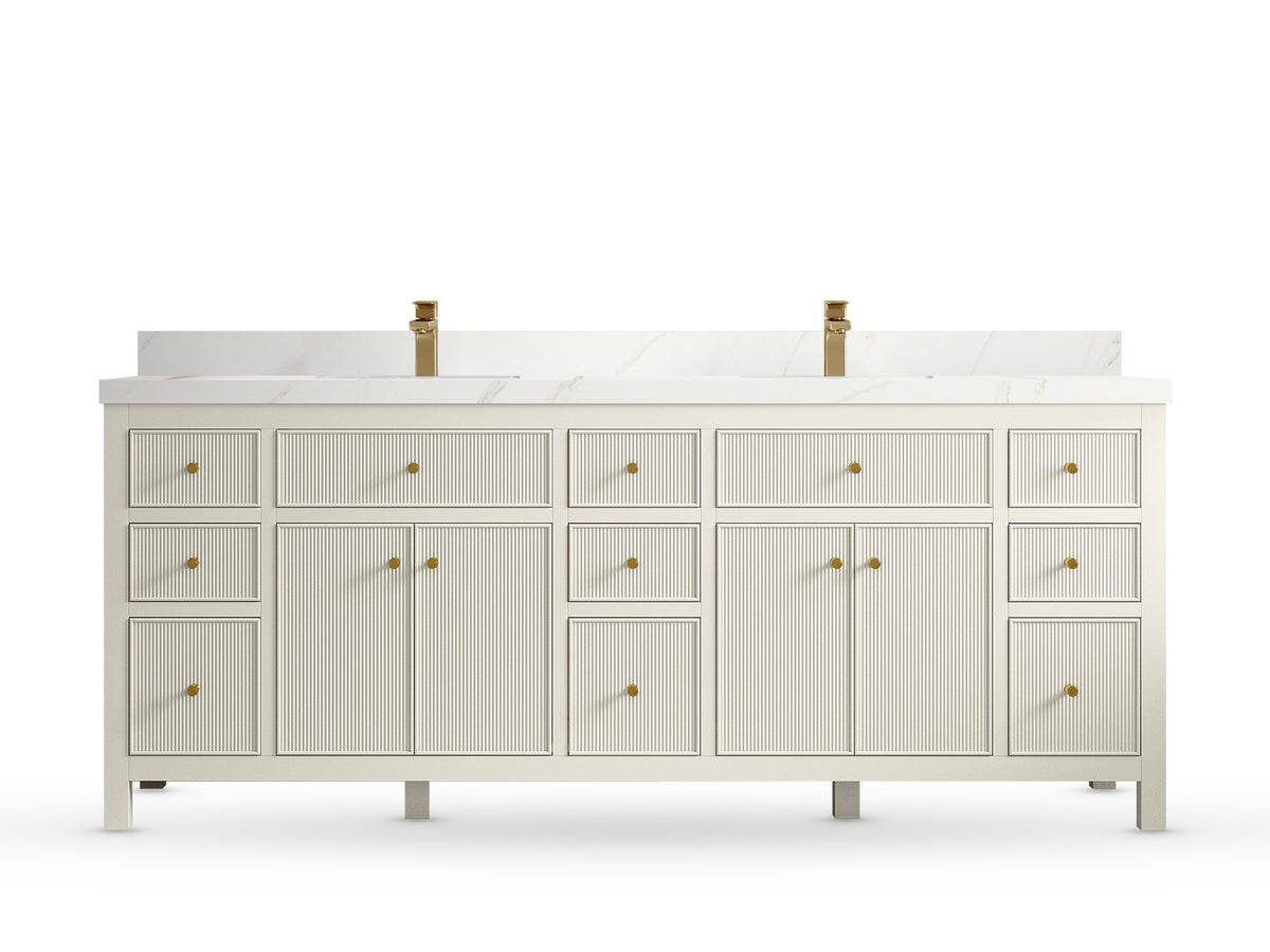 Sonoma 84 Alabaster, Calacatta Sienna Quartz, front view