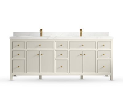 Sonoma 84 Alabaster, Calacatta Sienna Quartz, front view