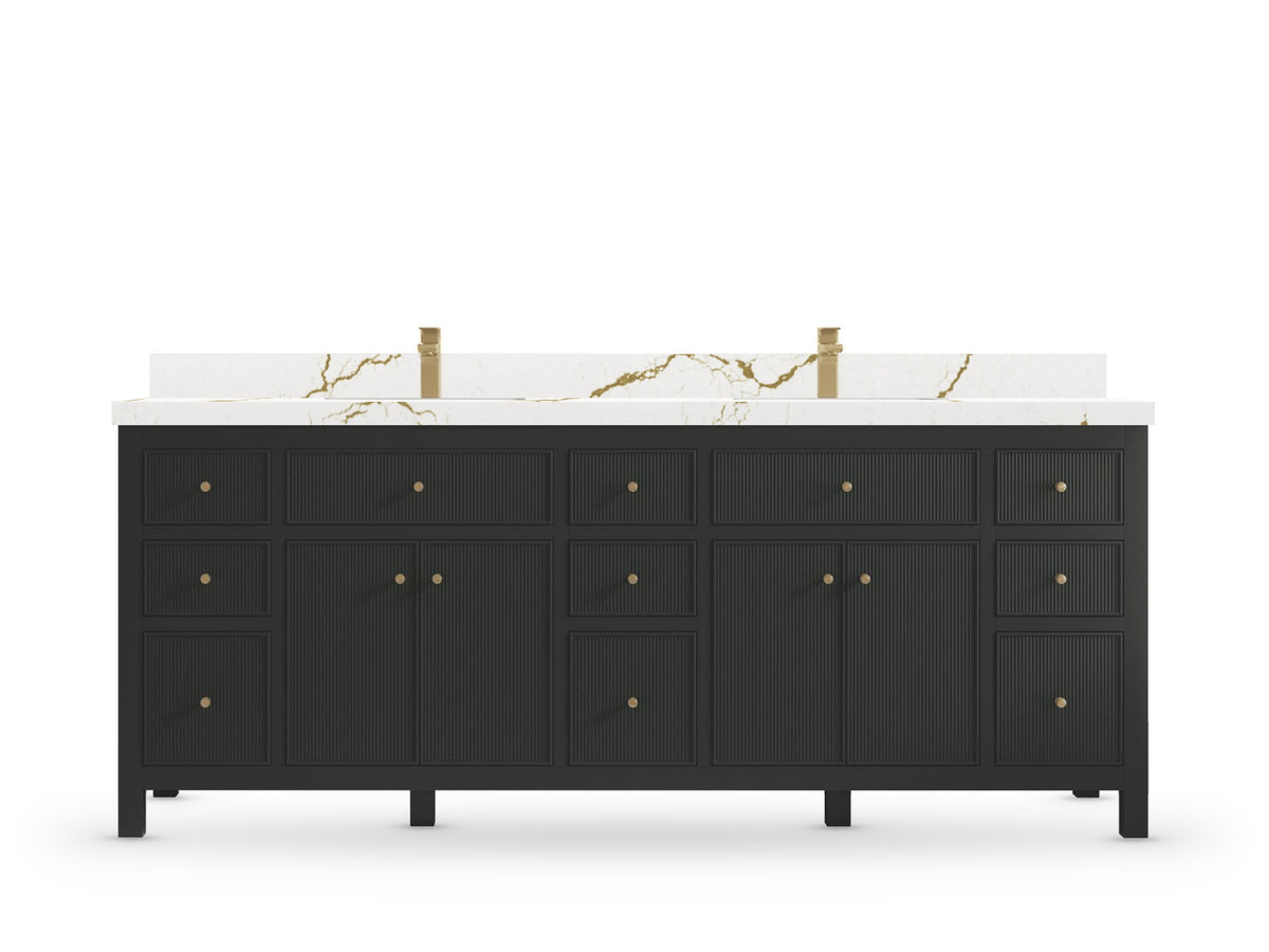 Sonoma 84 Black Top, Berkshire Brass Quartz, front view