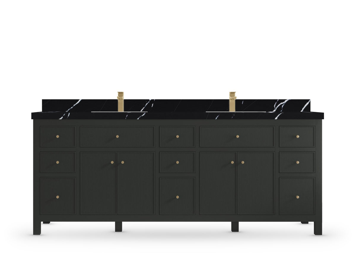 Sonoma 84 Black Top, Calacatta Black Quartz, front view