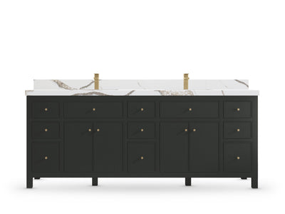 Sonoma 84 Black Top, Calacatta Gold Quartz, front view