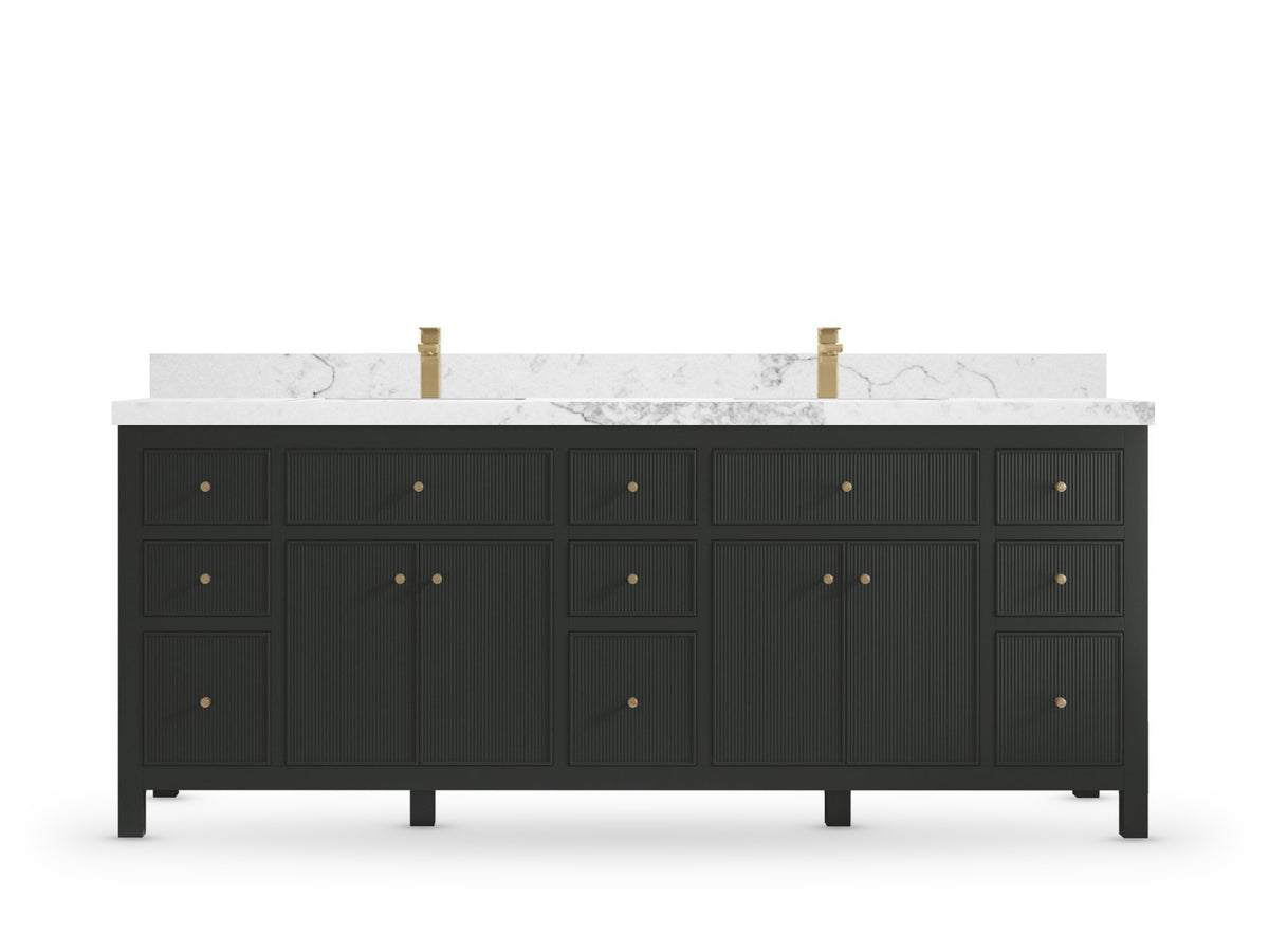 Sonoma 84 Black Top, Calacatta Nuvo Quartz, front view