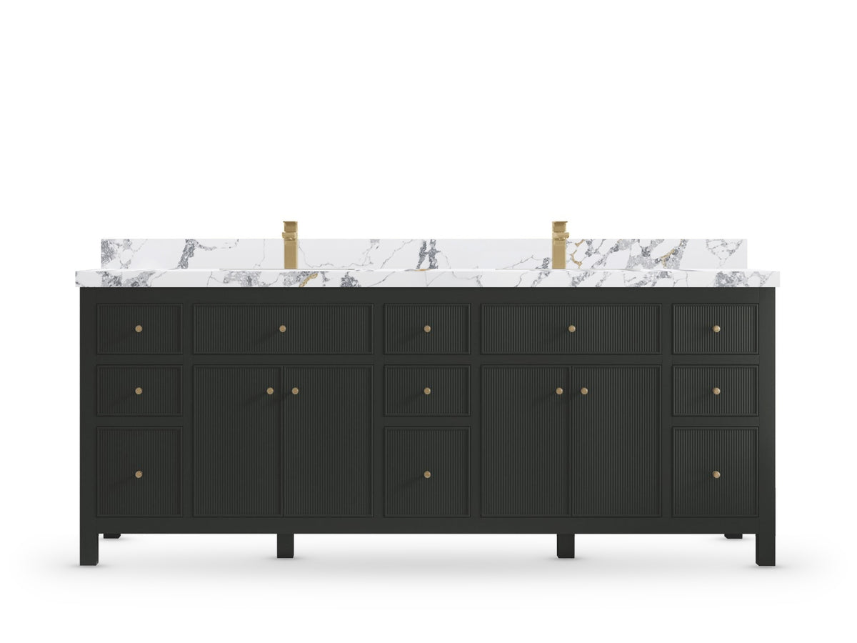 Sonoma 84 Black Top, Calacatta Poanazzo Quartz, front view