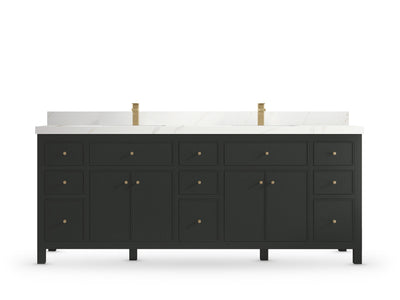 Sonoma 84 Black Top, Calacatta Sienna Quartz, front view