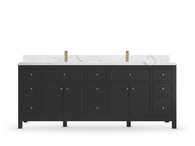Sonoma 84 Black Top, DC Calacatta Laza Quartz, front view