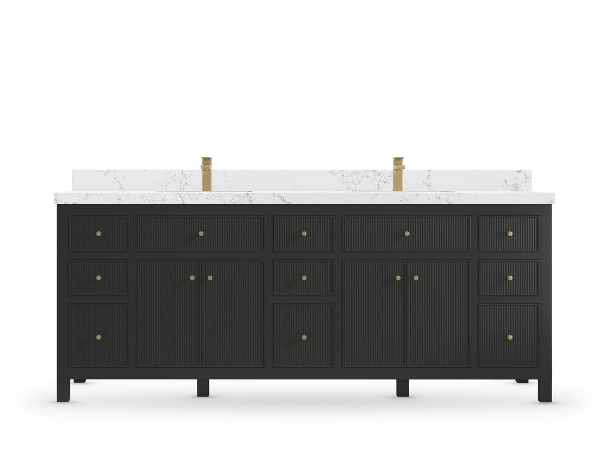 Sonoma 84 Black Top, Empira White Quartz, front view