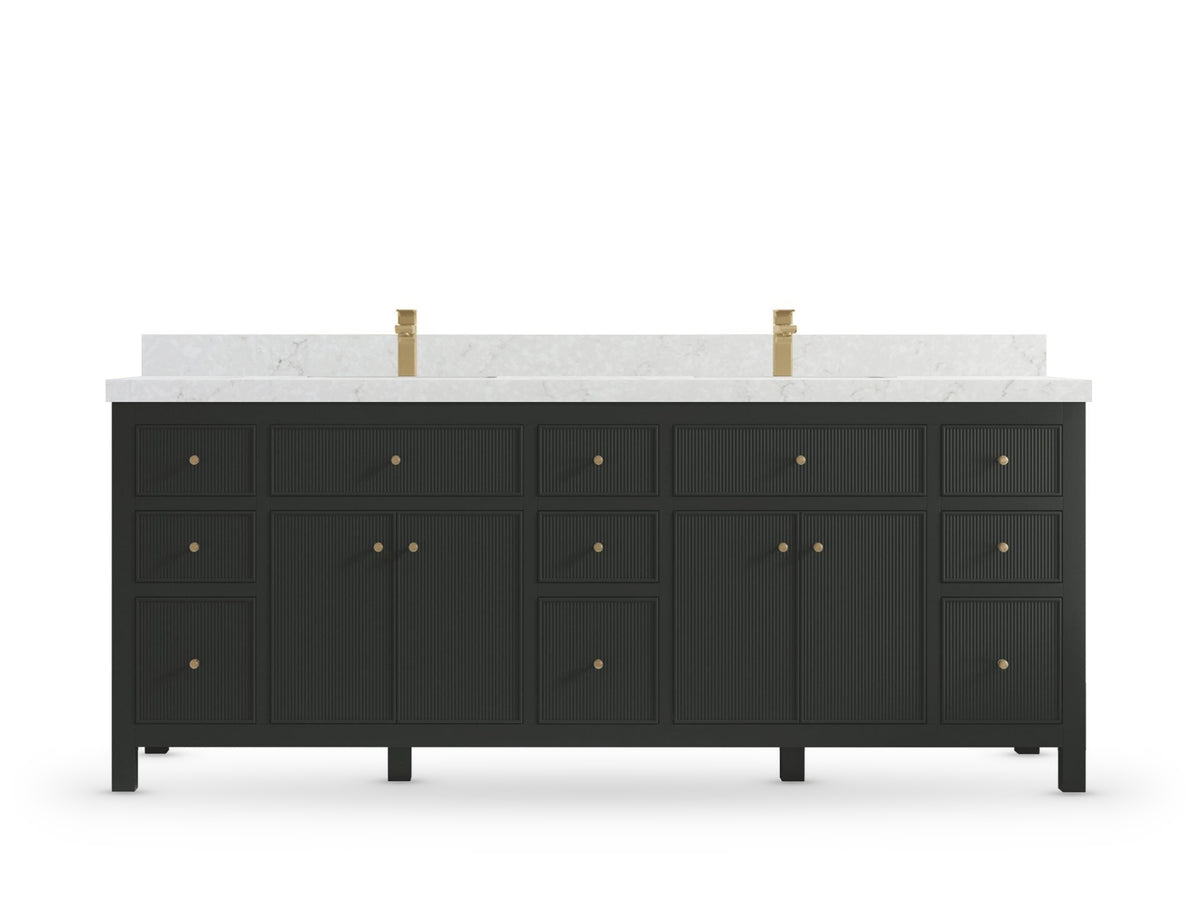 Sonoma 84 Black Top, Frosty Carrara Quartz, front view