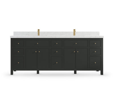 Sonoma 84 Black Top, Frosty Carrara Quartz, front view