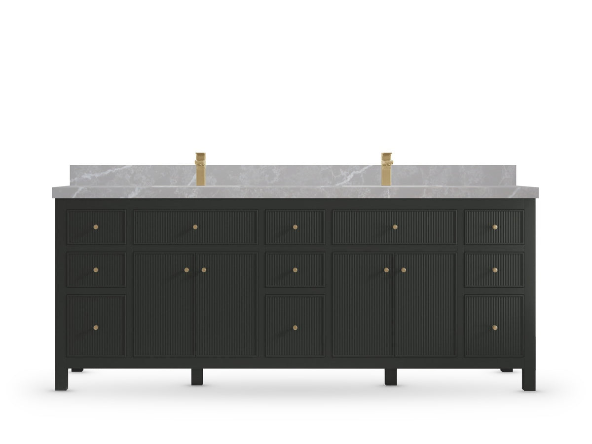 Sonoma 84 Black Top, Pearl Light Gray Quartz, front view