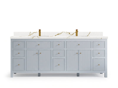 Sonoma 84 Blue Heather, Berkshire Brass Quartz, front view