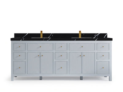 Sonoma 84 Blue Heather, Calacatta Black Quartz, front view
