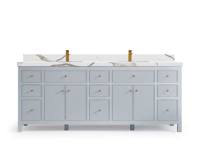 Sonoma 84 Blue Heather, Calacatta Gold Quartz, front view