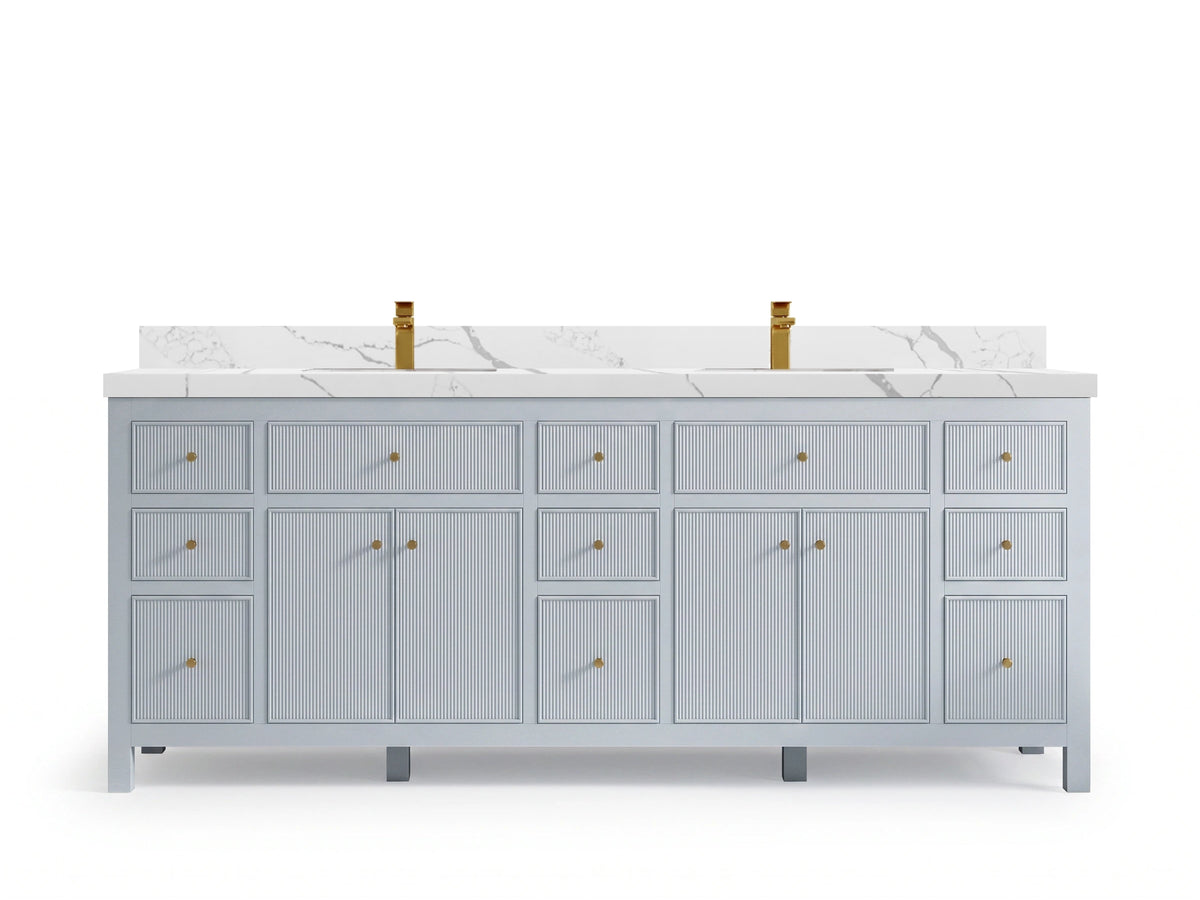 Sonoma 84 Blue Heather, Calacatta Laza Quartz, front view