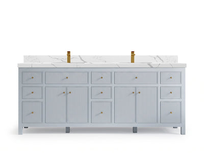 Sonoma 84 Blue Heather, Calacatta Laza Quartz, front view