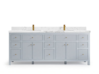 Sonoma 84 Blue Heather, Calacatta Nuvo Quartz, front view