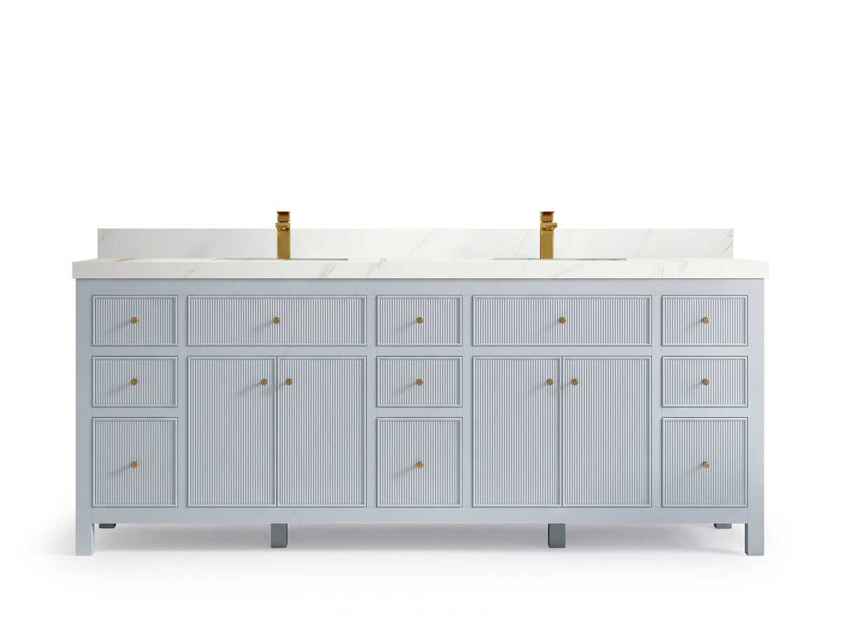 Sonoma 84 Blue Heather, Calacatta Sienna Quartz, front view