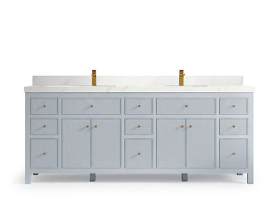 Sonoma 84 Blue Heather, Calacatta Sienna Quartz, front view