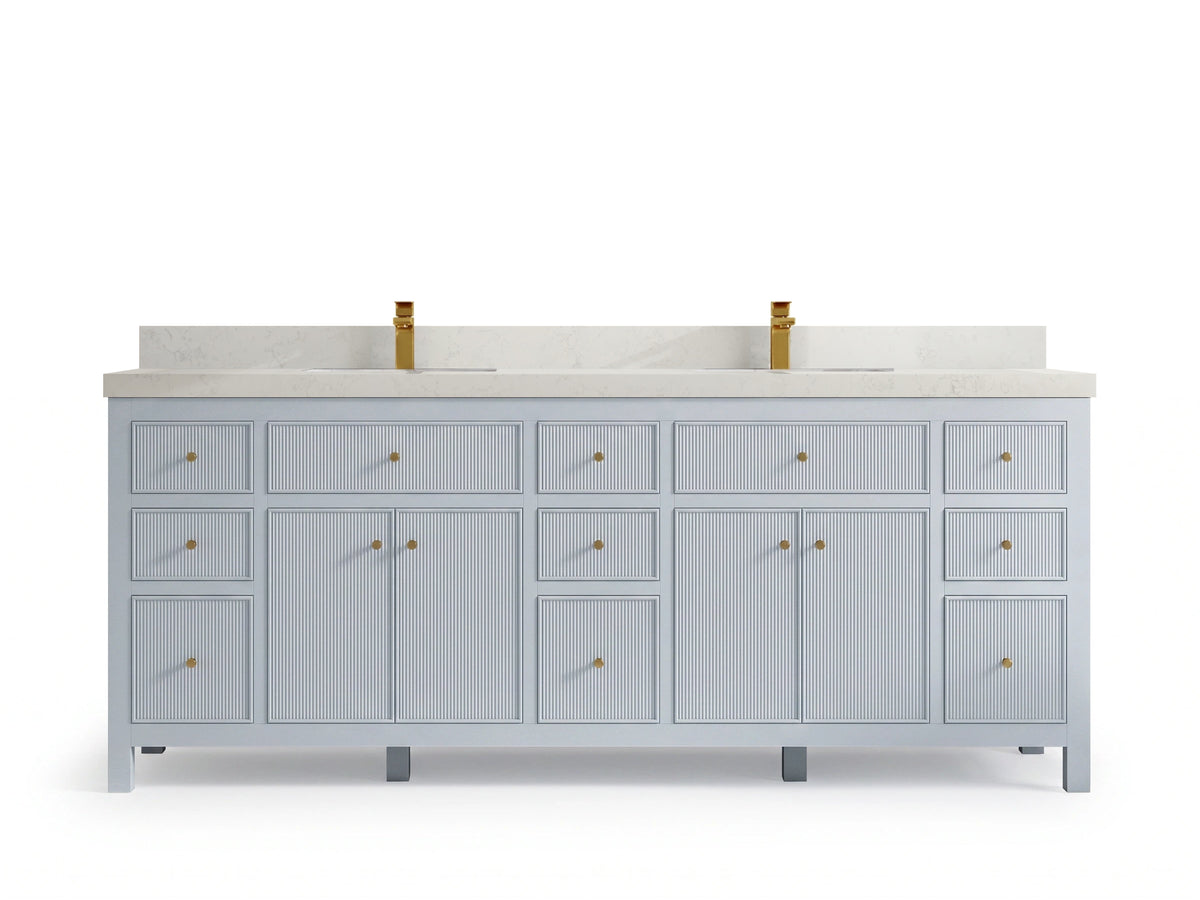 Sonoma 84 Blue Heather, Carrara Quartz, front view