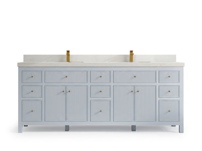 Sonoma 84 Blue Heather, Carrara Quartz, front view