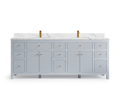 Sonoma 84 Blue Heather, Calacatta Laza Quartz, front view