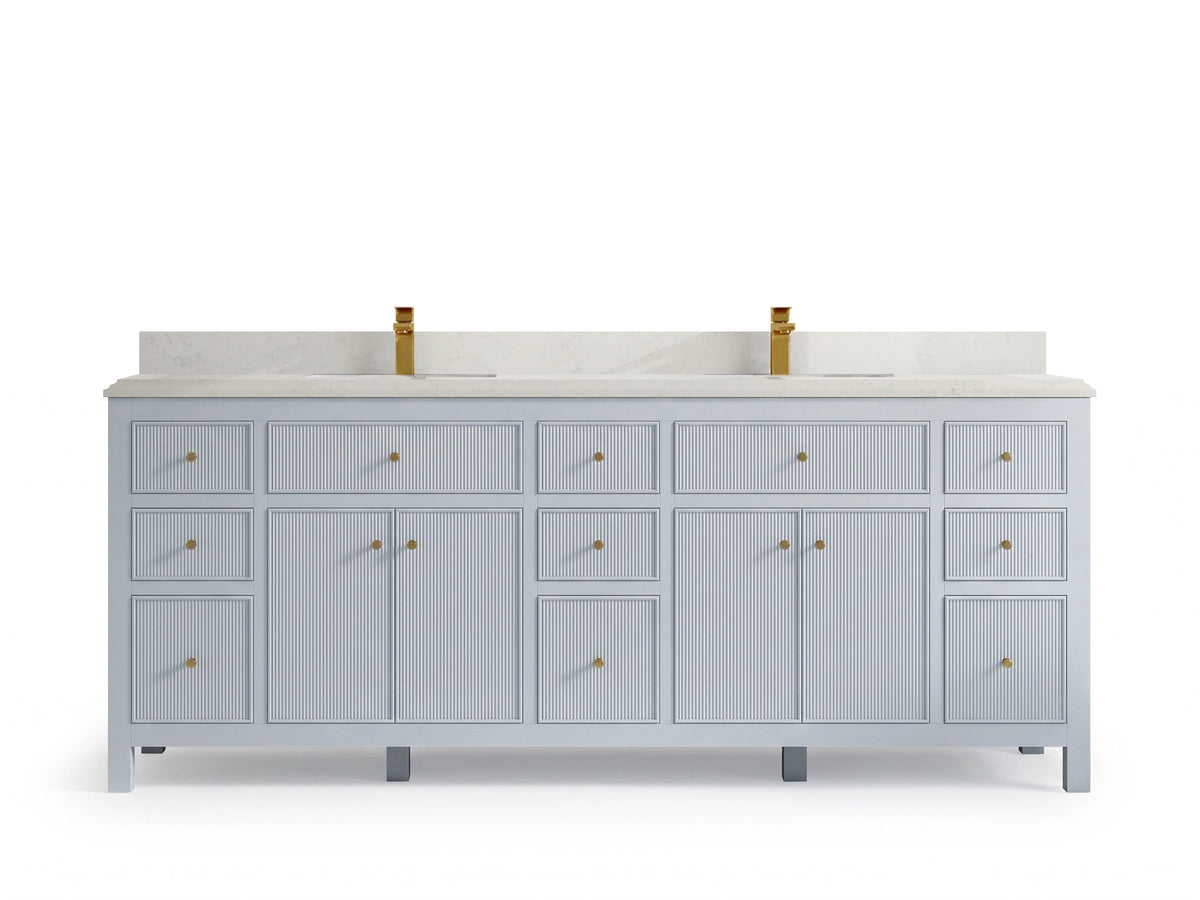 Sonoma 84 Blue Heather, Carrara Quartz, front view
